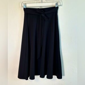 Vintage style Black swing midi skirt with tie belt Sz S